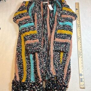 Timing Multicolor Knit Sweater with Fringe